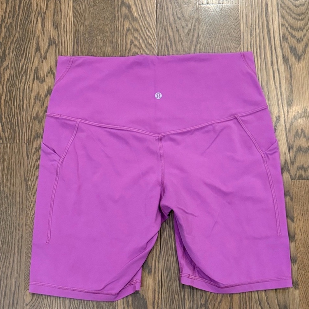 Lululemon Athletica Women's Pink/Purple Bike Shorts Double Pockets